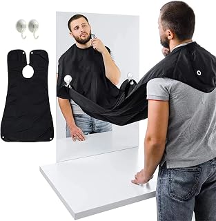 JNHYDM Beard Bib,Portable Beard Apron for Man Shaving,Beard Catcher Apron,Waterproof Beard Grooming Cape with 2 Suction Cups,black