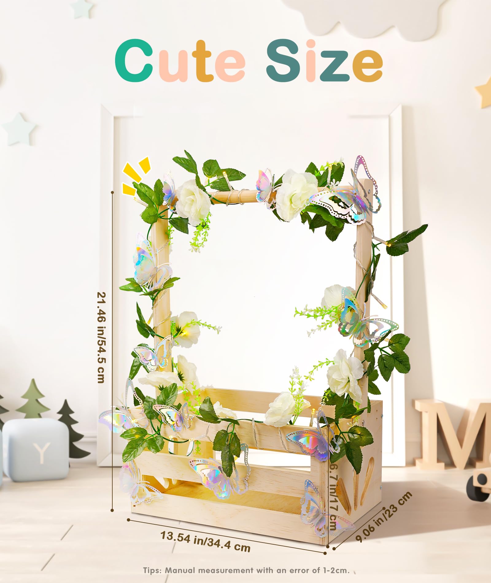 Wooden Baby Shower Crate Closet-Baby Shower Basket with String Lights Butterfly Welcome Gift Basket Wooden Crate for Baby Gift Basket Newborn Boys Girls Pregnancy Gifts-Small Baby Shower Gifts