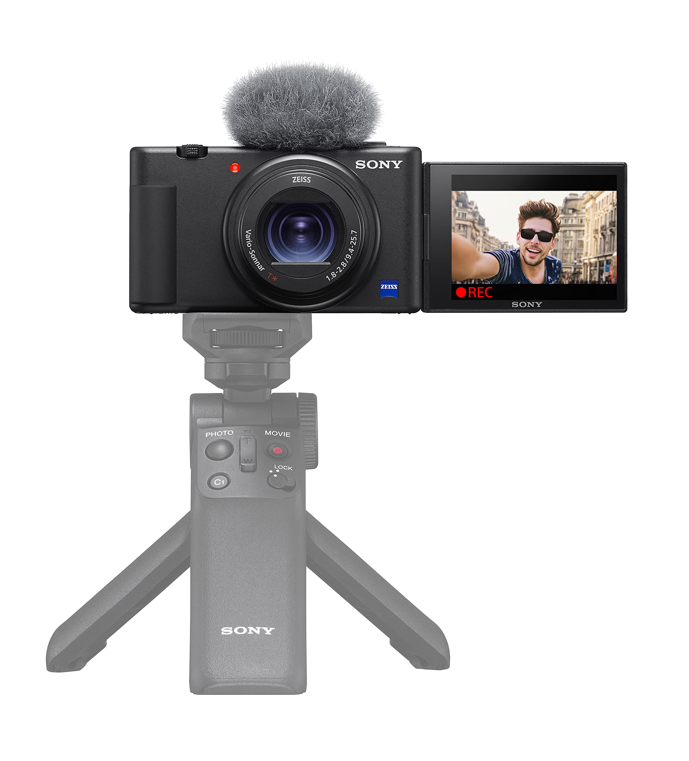 Sony ZV-1 – 24-70mm f/1.8-2.8 Zoom Grandangolare (Sensore da 1.0", Schermo LCD Direzionabile, Video 4K, E-Mount Non Applicabile, Ideale per Vlogging, Compatibile con Accessori Sony ZV)