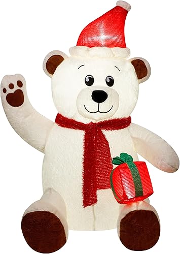 Miniatura 2 de Prsildan Oso polar inflable de Navidad de 4 pies decoración de oso de felpa con luces LED integradas perfecto para el hogar interior exterior jardín