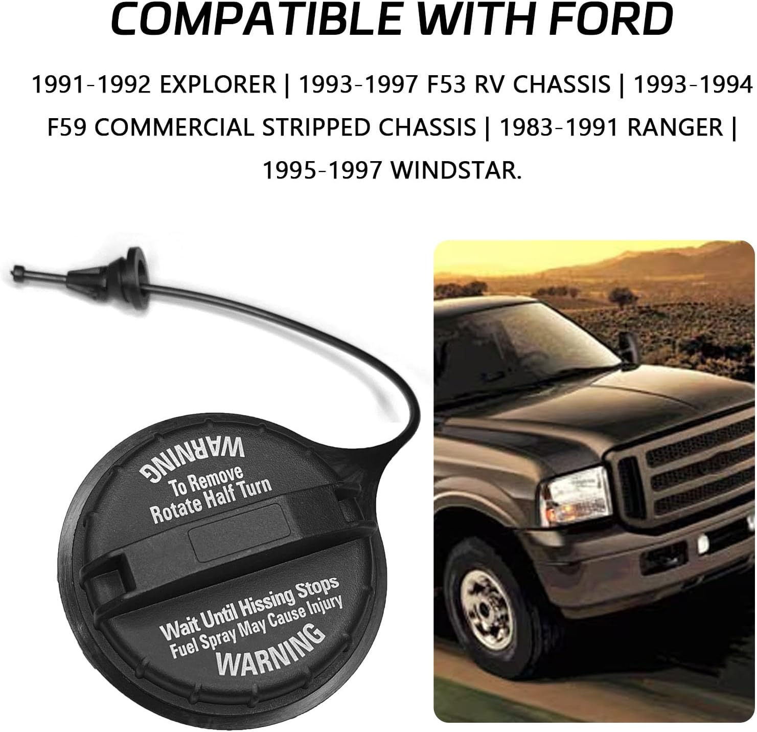 Gas Cap for Ford F150 F250 F350 Fuel Tank Cap OEM FC920 F4TZ-9030-C for Ford E150 E250 E350 E450 E550 F450 F550 Aerostar Bronco Excursion Explorer F53 F59 Chassis Ranger Windstar Econoline