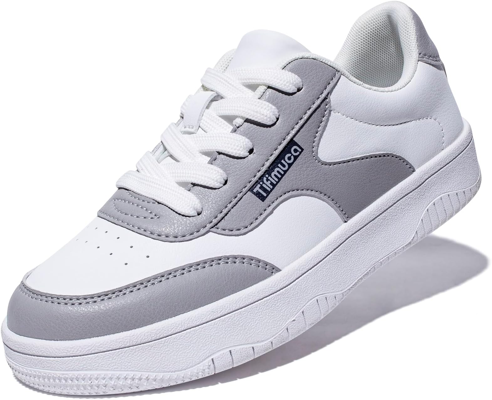 Women's Vegan Leather Low Top Lace Up Non Slip Walking Running Sneakers Skateboard Tennis Shoes Comfortable Casual Athletic Versatile Fashion Sneakers