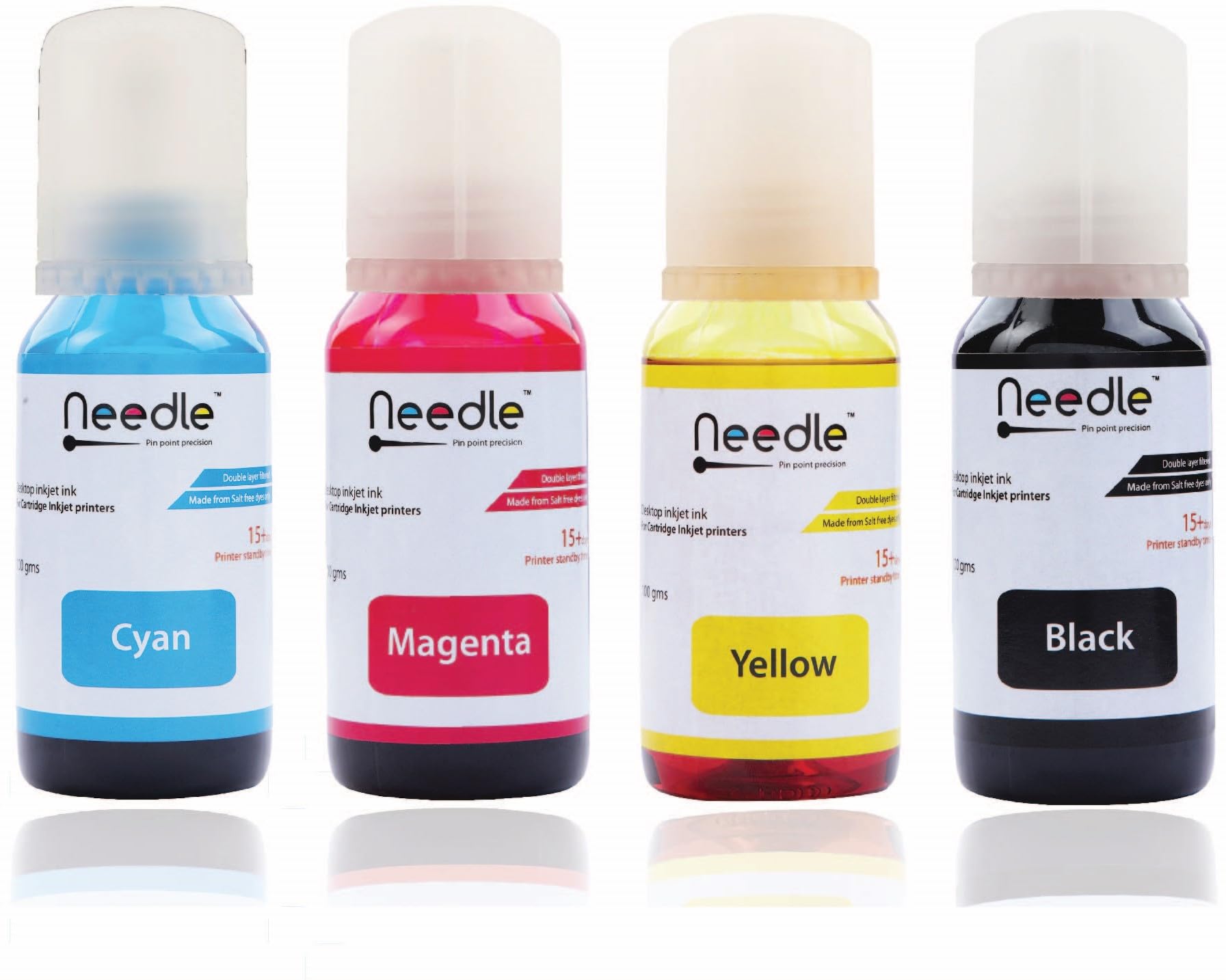Needle 4x100gms 001/003 Compatible Refill Ink | Made in India | for Epson L3150 L3110 L3100 L3151 L3152 L1110 L3115 L3116 L3156 L4150 L6170 L4160 L5190 L6190 L6161 Printers (CMYK)