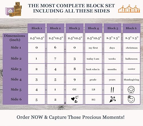 Vista 33 de Bloques de hitos mensuales rústicos para bebés, bloques de hitos para bebés, los mejores regalos de bebé para baby showers, accesorios de fotografía