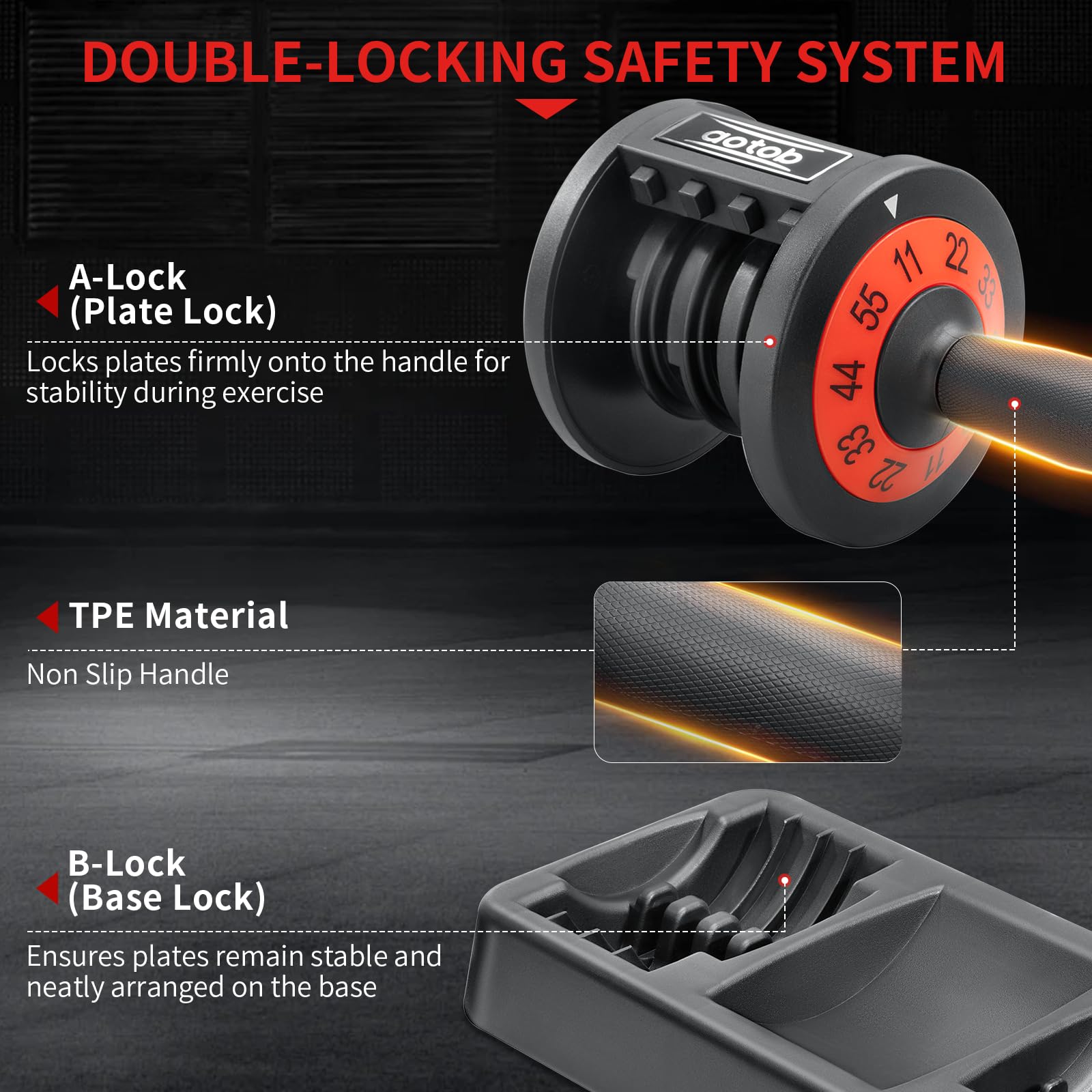 55lbs (Pair) Adjustable Dumbbell Set, Dumbbells Weight with Anti-Slip Fast Adjust Turning Handle, Sets for Men and Women, Exercise Pair for Home Gym