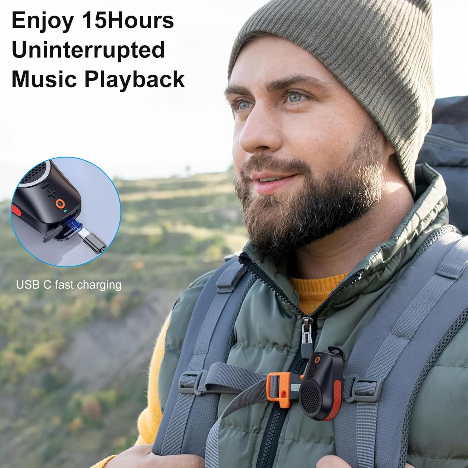 Wodgreat Portable Bluetooth Speaker, Wireless Mini Speaker Support Hands-Free Call&Robust Music, IPX7 Waterproof, Clip-On Speaker for Outdoor, Hiking, Beach, Running & Travel