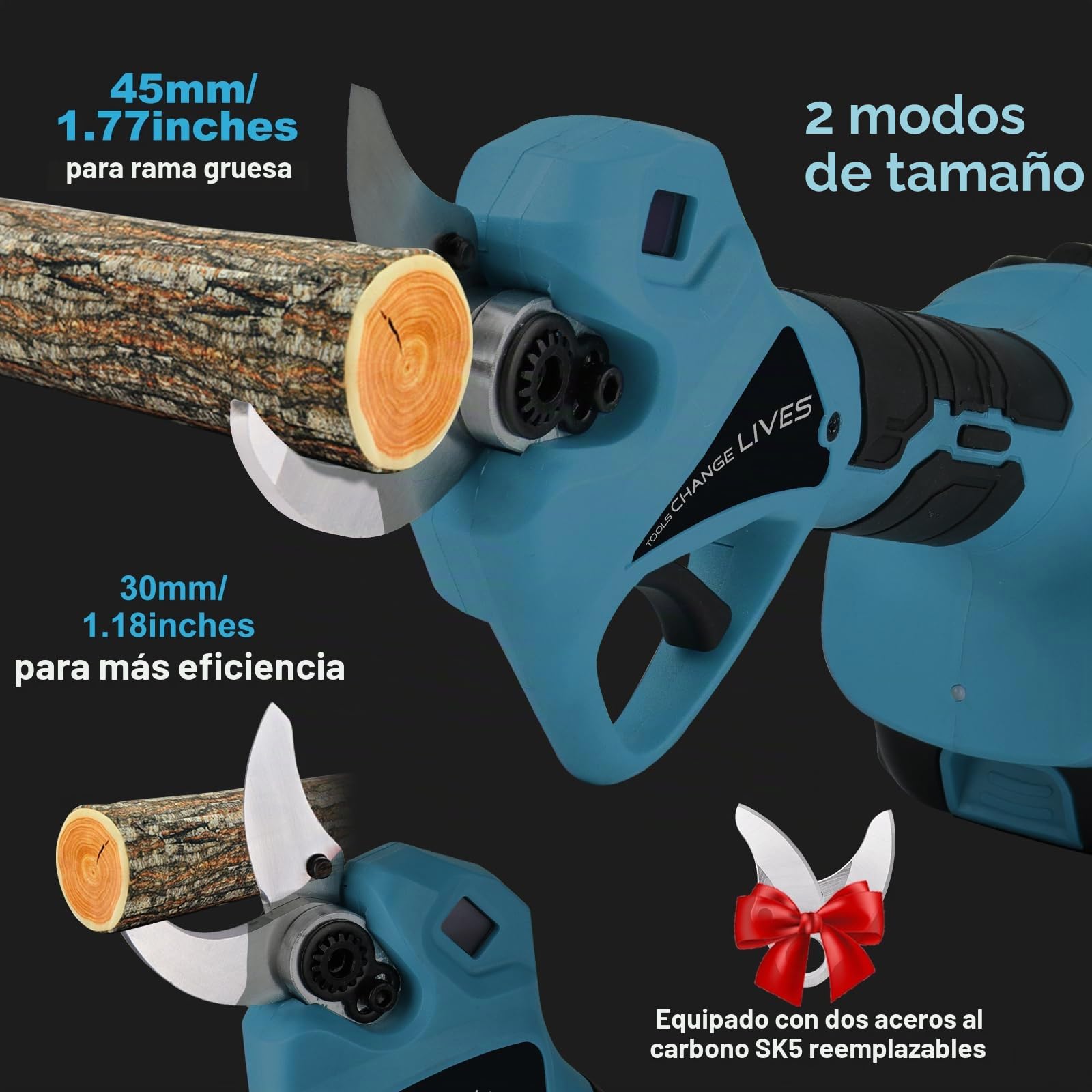 Tijeras De Podar Electricas: Tijera podar telescopica 45-30mm Ajustables Hoja SK7 - Tijeras de podar telescópicas con 2 baterías de 21 V/2000 mAh - Tijeras de Podar Bateria para Jardinería,Olivos