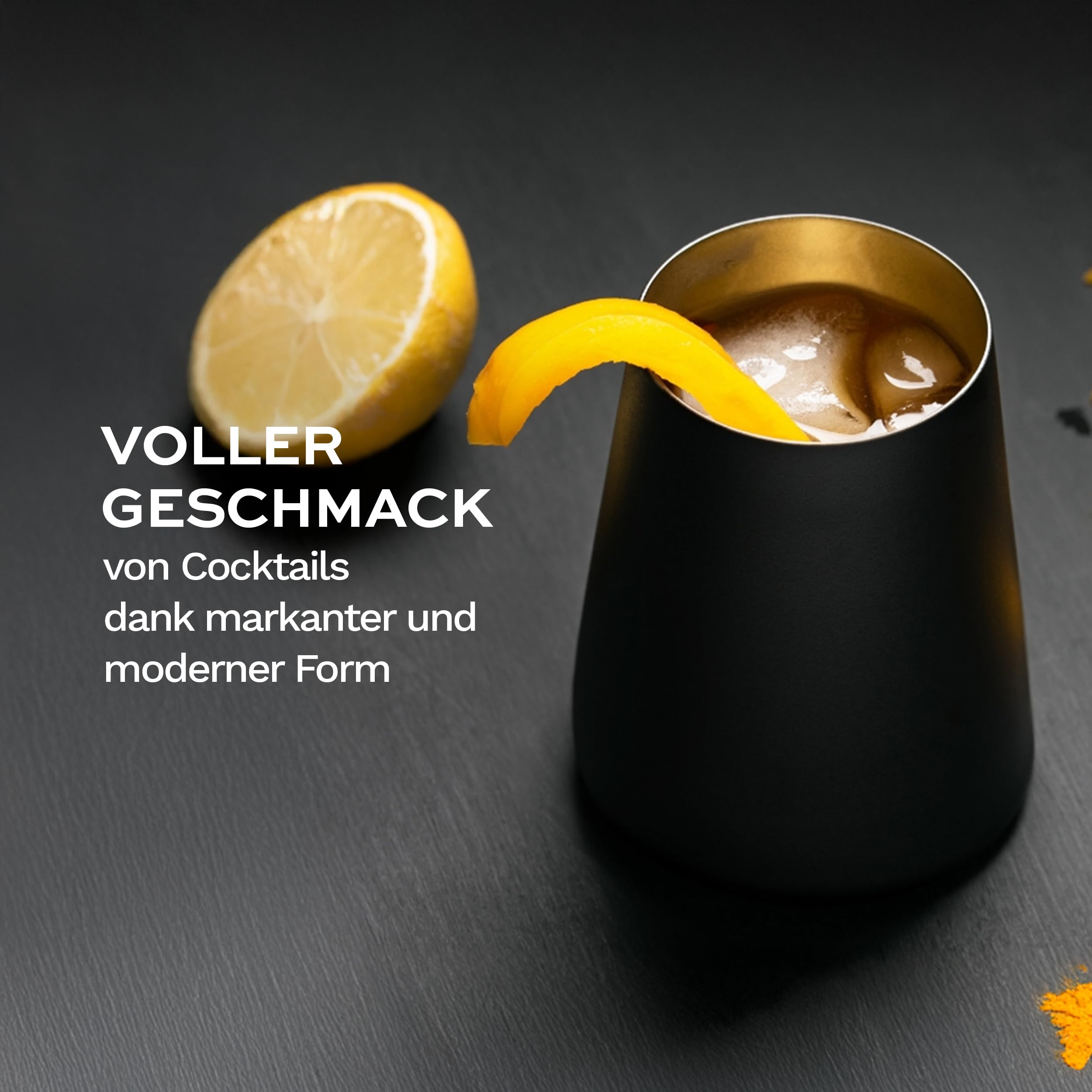 Stölzle Lausitz Power Becher Schwarz-Gold Cocktailgläser 380 ml, 6er-Set | Schwarz-goldene Becher und Cocktailgläser für Wasser, Wein, Drinks & Saft, aus Kristallglas, stoßfest & spülmaschinengeeignet