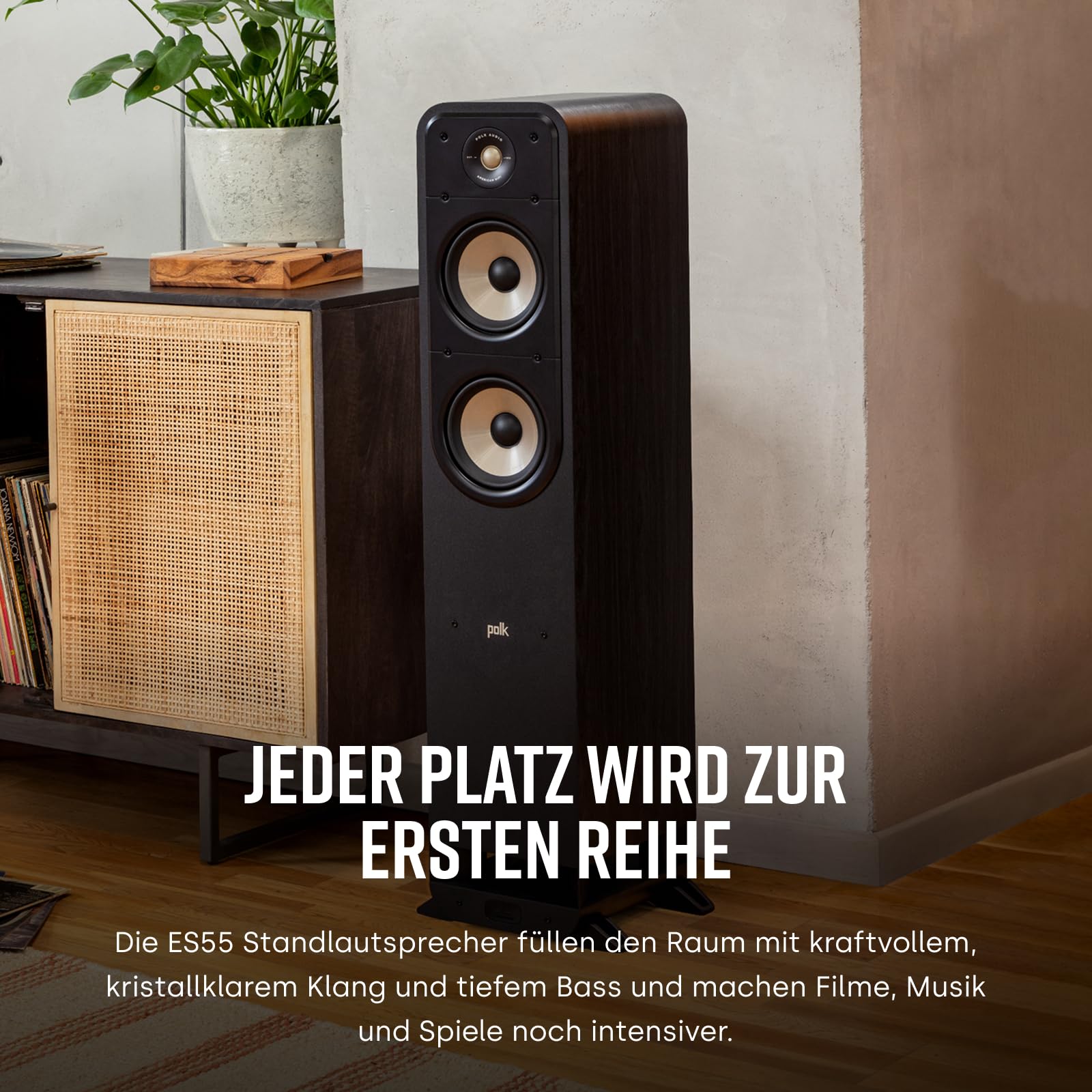 Polk Audio Signature Elite ES55 hochauflösender HiFi Standlautsprecher fürs Heimkino, Hi-Res Zertifiziert, kompatibel mit Dolby Atmos und DTS:X (Stück)