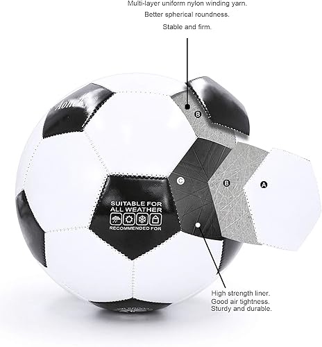 Miniatura 5 de Aoneky Balón de fútbol tradicional de tamaño 5 para adultos, se envía desinflado, bomba incluida