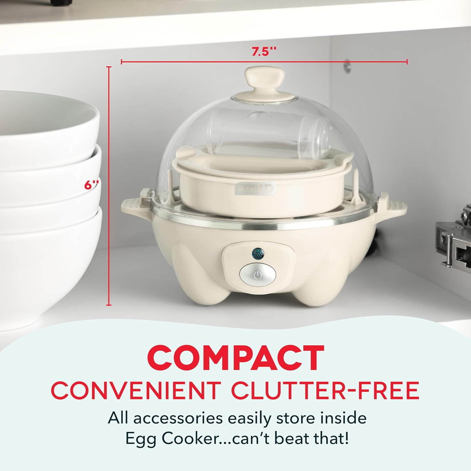 The omelet bowl accessory for the Dash Rapid Egg Cooker, ready for use.