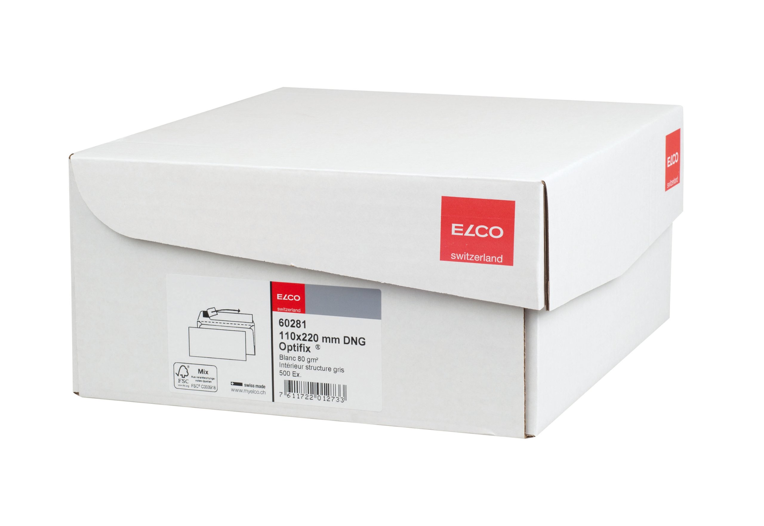 Elco 60281 Boite de 500 enveloppes sans fenêtre Format DL Blanc & 60296 Enveloppe avec fenêtre Format DL Blanc - Lot de 500