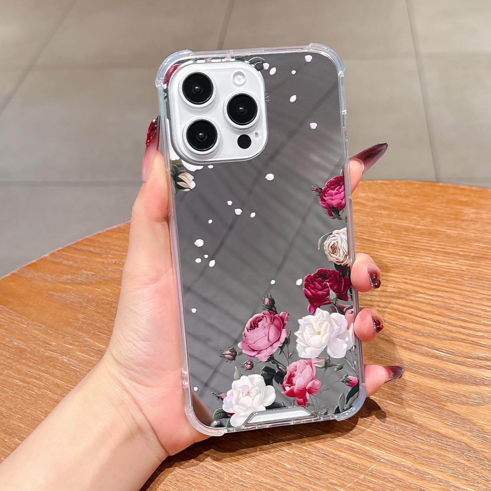 Compatible with iPhone 14 Pro Max Case(10FT Military Grade Drop Protection),with Pink White Flower Pattern,Hard Shell Shockproof Cover 369Flower-14