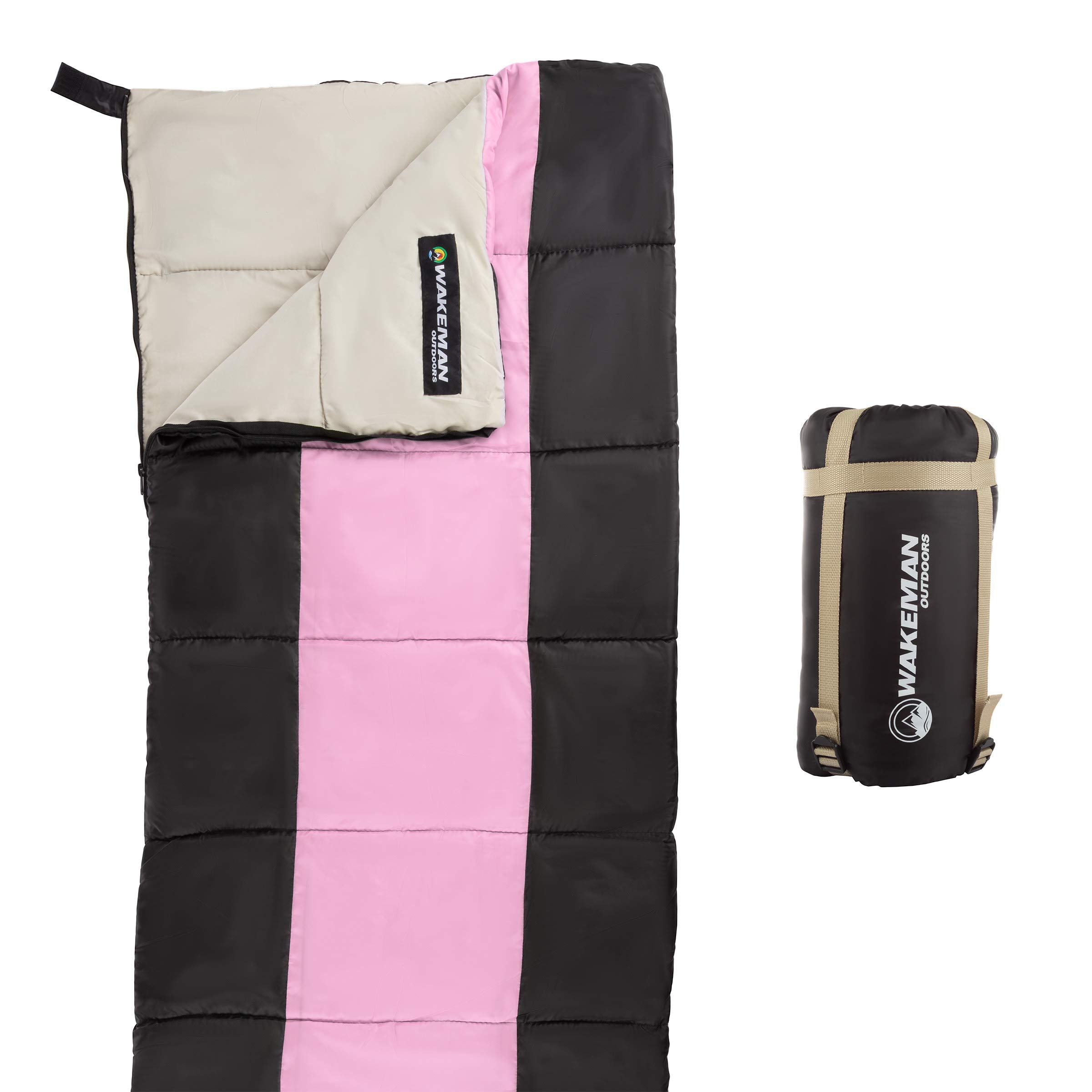 Lightweight Kids Sleeping Bag - Carrying Bag with Compression Straps Included - for Camping Backpacking Sleepovers by Wakeman
