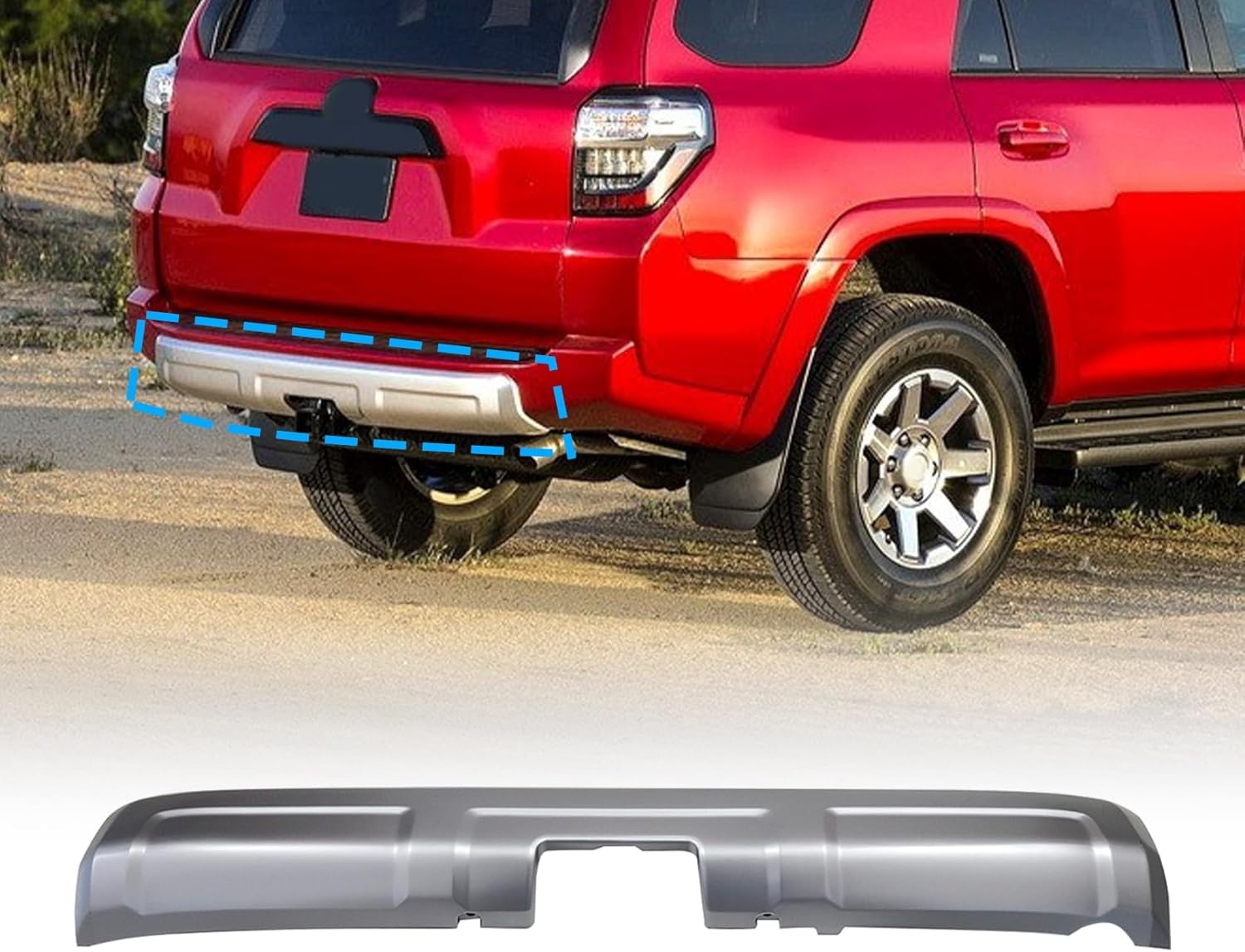 FZJDSD 1PC Rear Lower Valance Panel Bumper Molding Grey Tesmirror Bumper Molding Fit for Toyota 4Runner TRD Pro Off-Road 2014 2015 2016 2017 2018 2019 2020 2021 2022 2023 (NOT Fit Limited & TRD Sport)