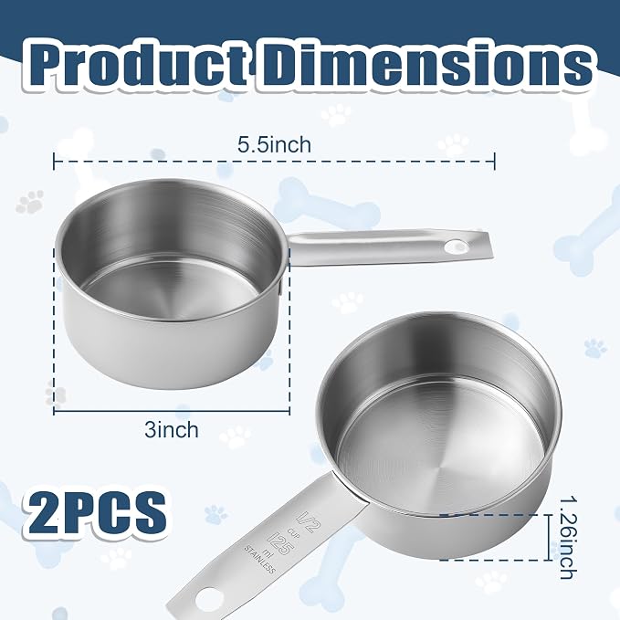 Juego de 2 cucharas medidoras de 125 ml de acero inoxidable miniatura 3