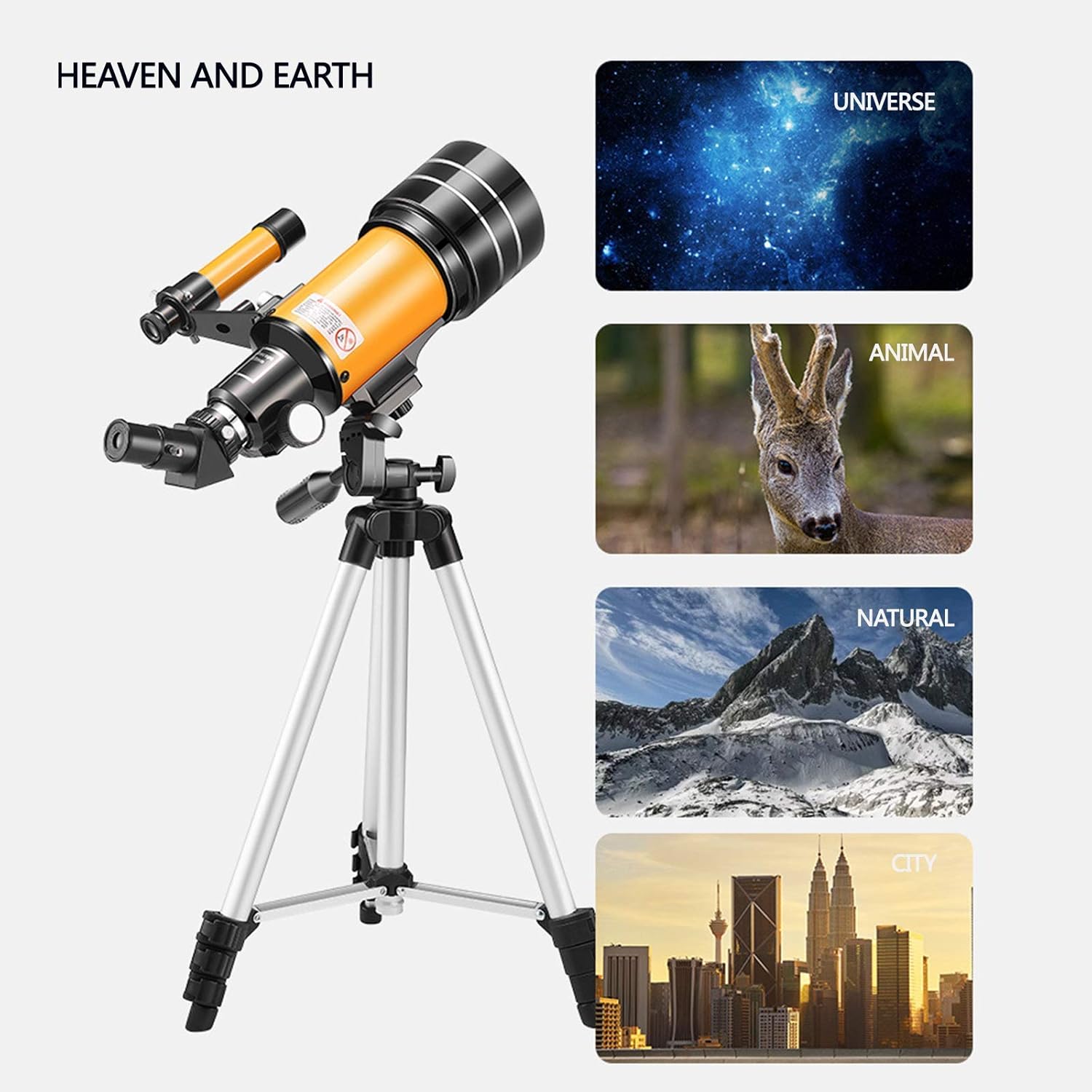 Binoculars Telescope for Kids Astronomy Beginners Adults 70Mm HD Telescope for Astronomy Professional 150X 90X 45X Refractor Telescope with Starter Scope Tripod Finder Scope