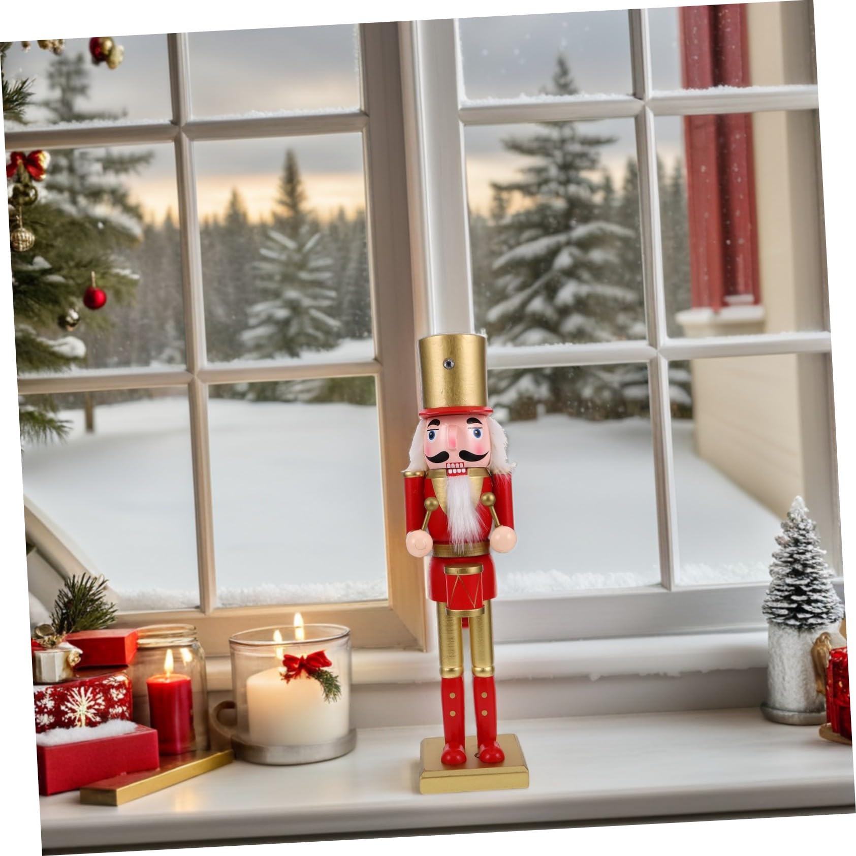 SOIMISS Nussknacker-Soldat Figur aus Holz für Weihnachts-Dekoration Klassischer Stil als Tisch oder Kaminsims-Ornament