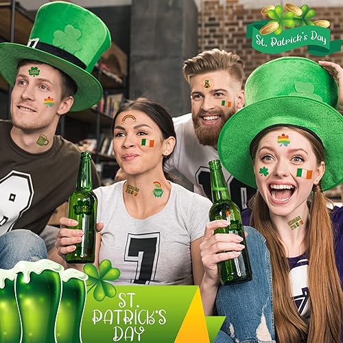 Miniatura 6 de Tatuajes temporales del día de San Patricio tatuajes faciales del día de San Patricio para niños calcomanías de tatuajes con patrón de trébol
