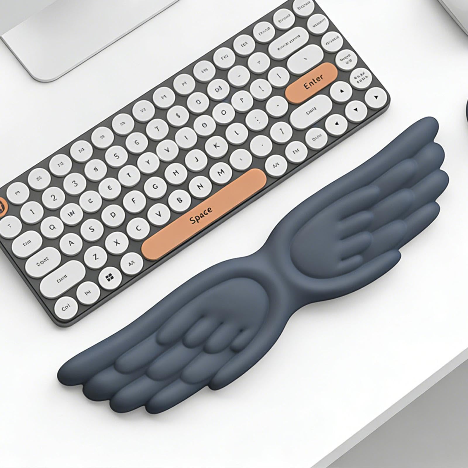 Reposamuñecas para Teclado de Muñeca Almohadilla de Silicona Función Ergonómica Superficie Antideslizante Apto para Oficina Hogar Taller, Gris Azulado