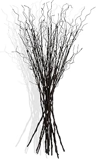 FLOERVE 12pcs Artificial Curly Willow Branches - 30" Bendable Brown Twig Stems for Vases, Weddings, Crafts & Home Decor