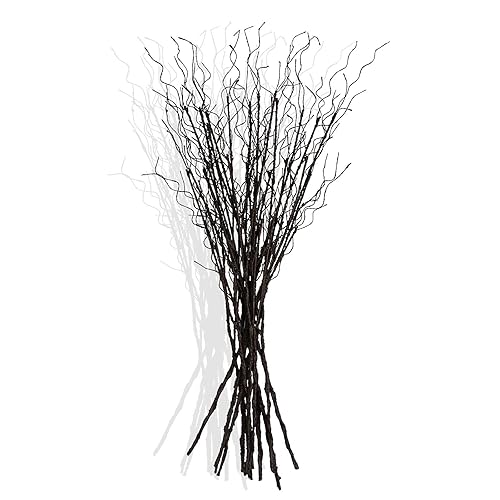 12 Pcs Artificial Curly Willow Branches Plants Decorative Brown Twig