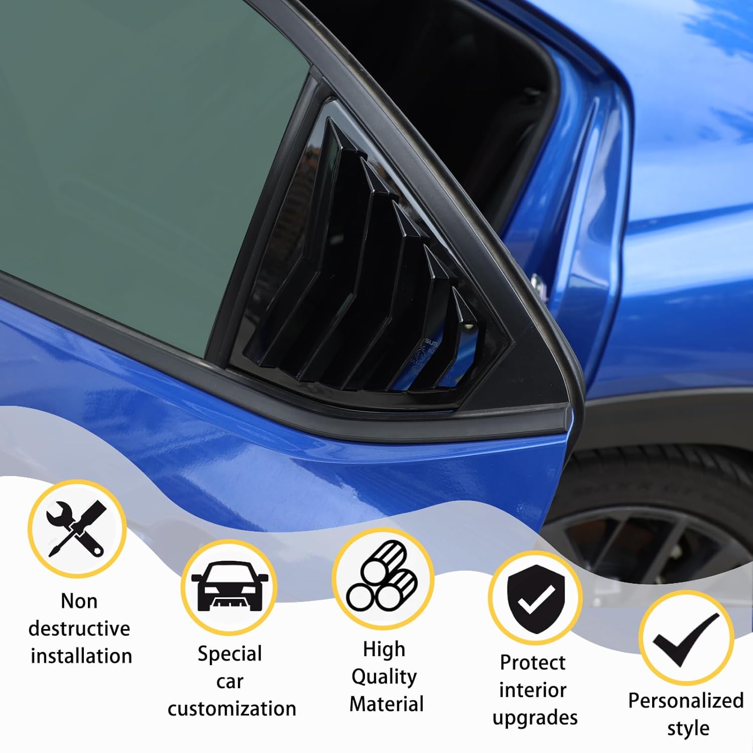 CHEAYAR Rear Side Window Louver Cover Compatible with Subaru WRX 2022-2025, Car Side Window Shutters Air Vent Shades Cover Trim, Rear Quarter Window Cover Trim Pair Accessories (Glossy Black)