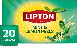 Lipton Smooth Mint with Lemon Peels Tea Bags, caffeine free Tea, Fruit and Herbal Tea, Individually Wrapped, 20 Tea Bags