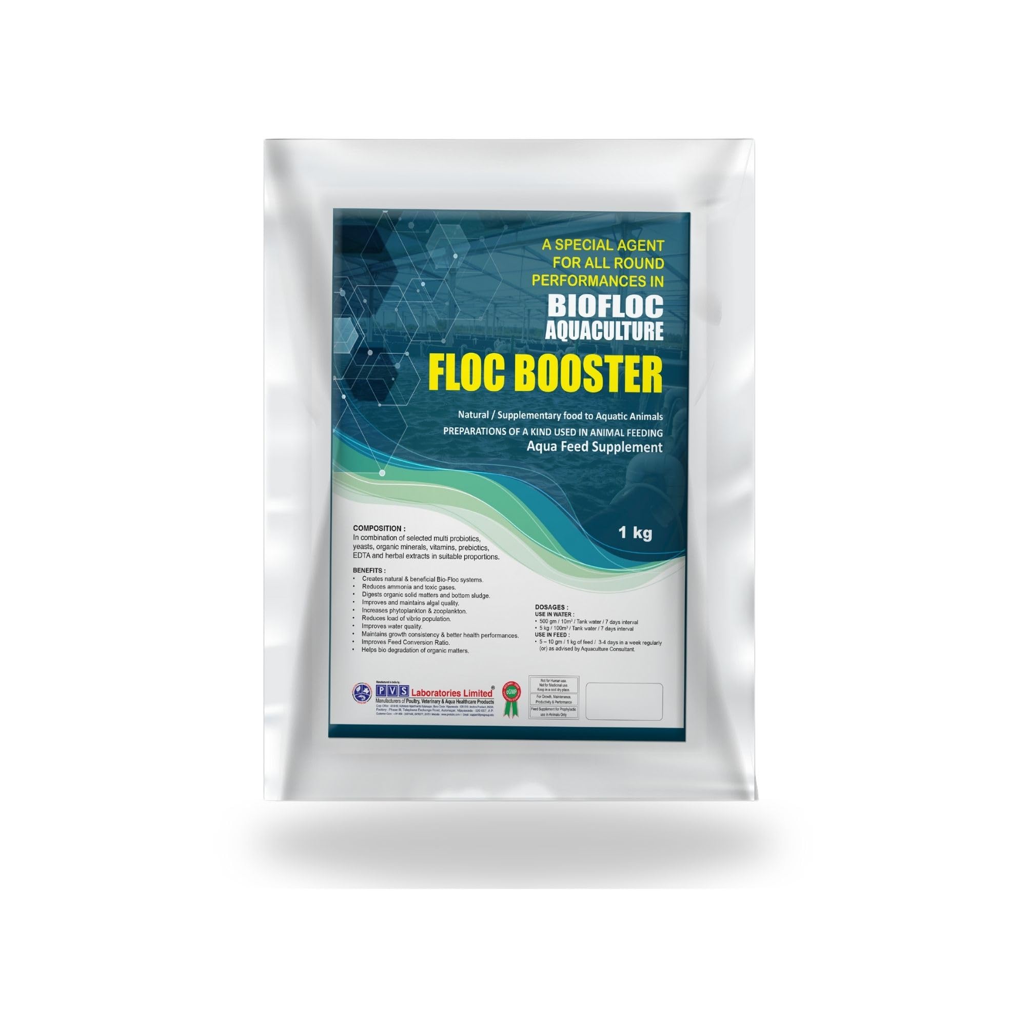 PVS LABORATORIES LIMITED Floc Booster 1Kg A Special Agent for All Round Performance in biofloc aquaculture - Aquaculture Feed Supplement