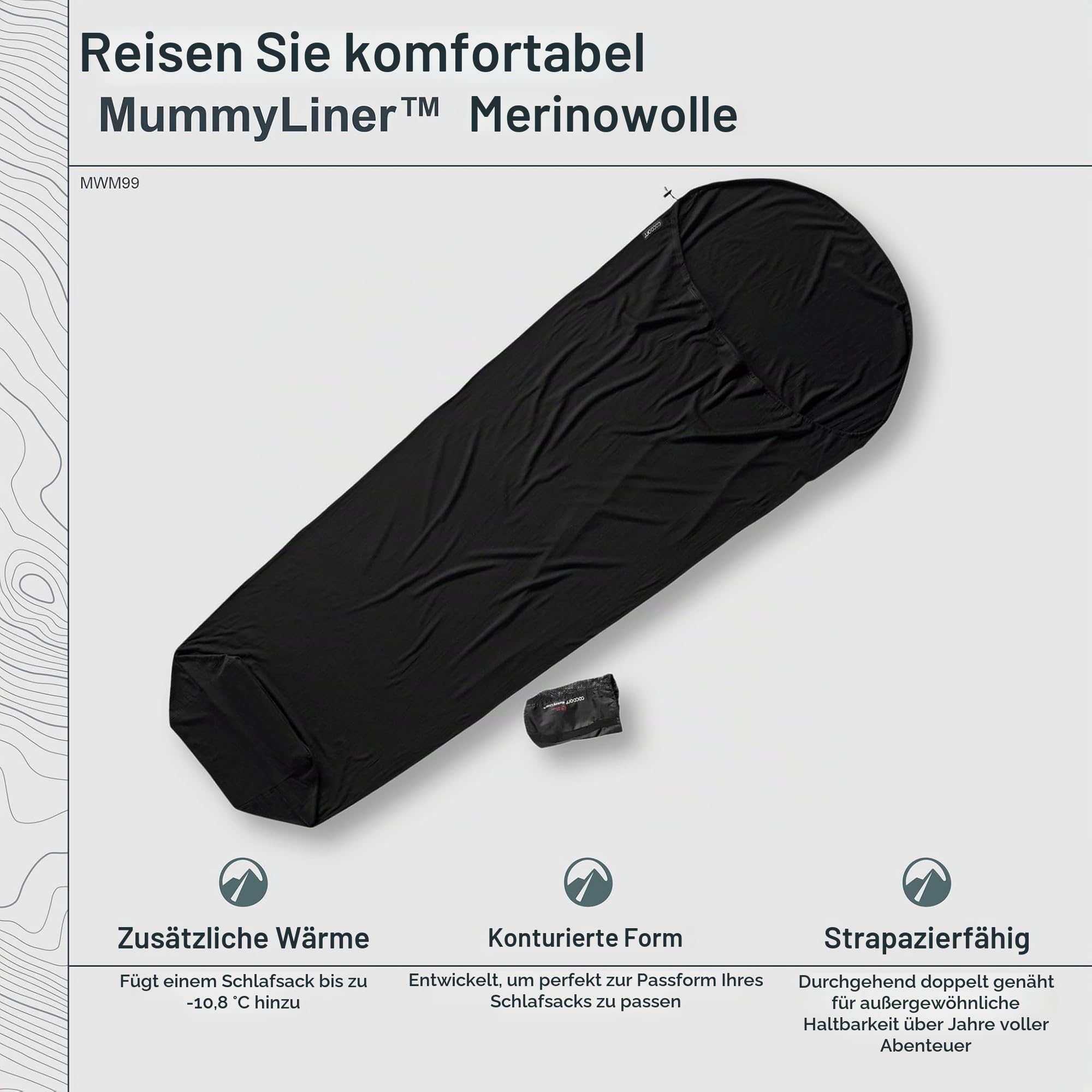 schlafsack inlett merinowolle Cocoon MummyLiner Merino Wool Sports & Outdoors Modell:2522 XBF – 12 Plätze, zweiseitig, B 3240 mm home improvement Robustes Fahrrad-Kettenschloss 120 cm
