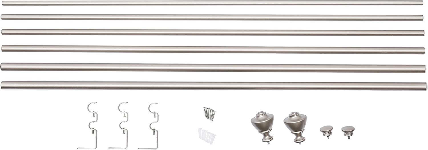  Basics Double Curtain Rod - 72" to 144", Nickel : Home & Kitchen