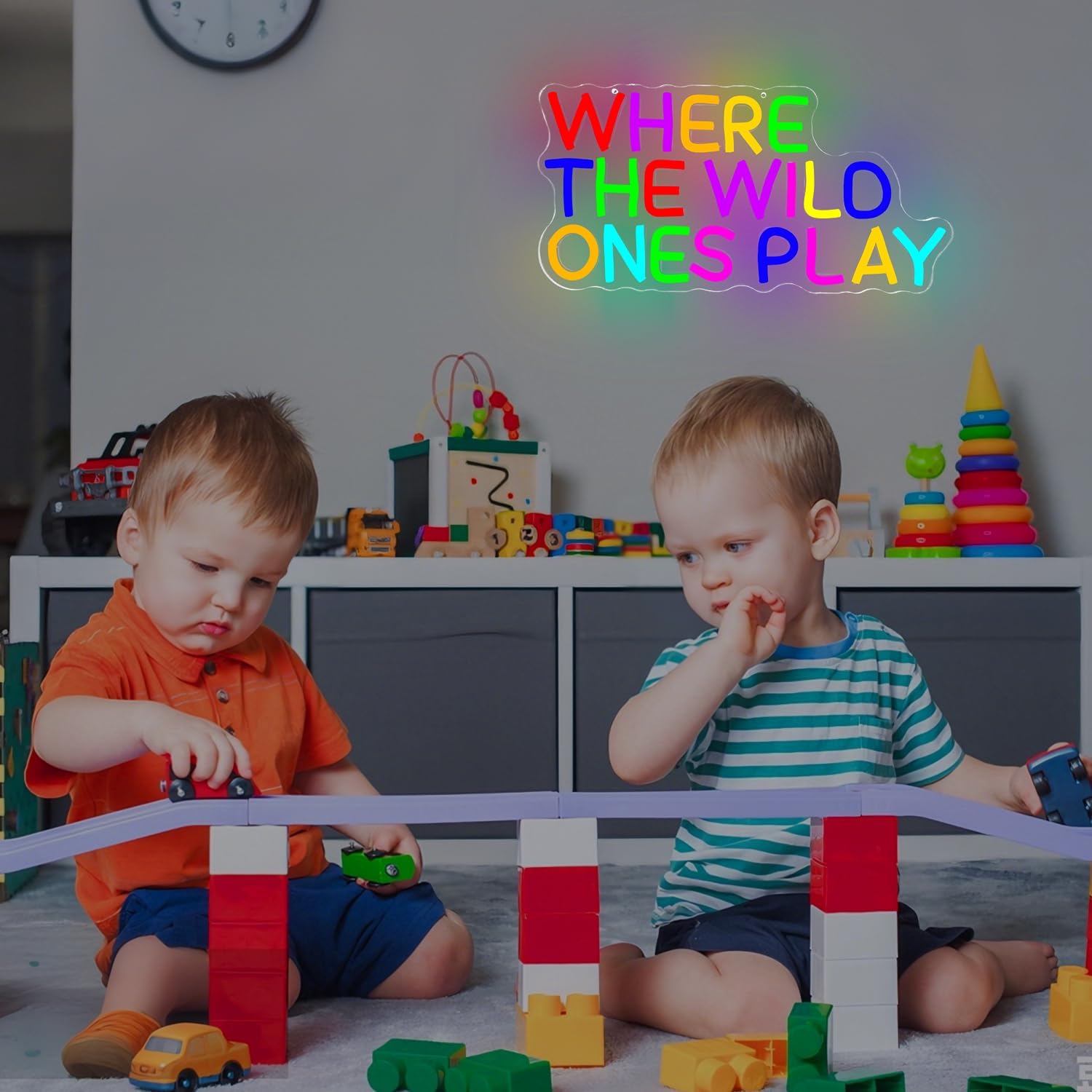 Where The Wild Ones Play Neon Sign Dimmable Playroom Led Wall Decor Kids Play Room Neon Lights for Wall Decor Jungle Nursery Wall Art for Toddler Children