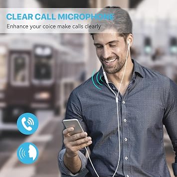 Wired Earbuds [Clear Call Mic], 3.5mm Headphones for iPhone/iPad/Radio | 2 Pack, MFi, HiFi, Noise Cancelling, School/Travel/Airplane