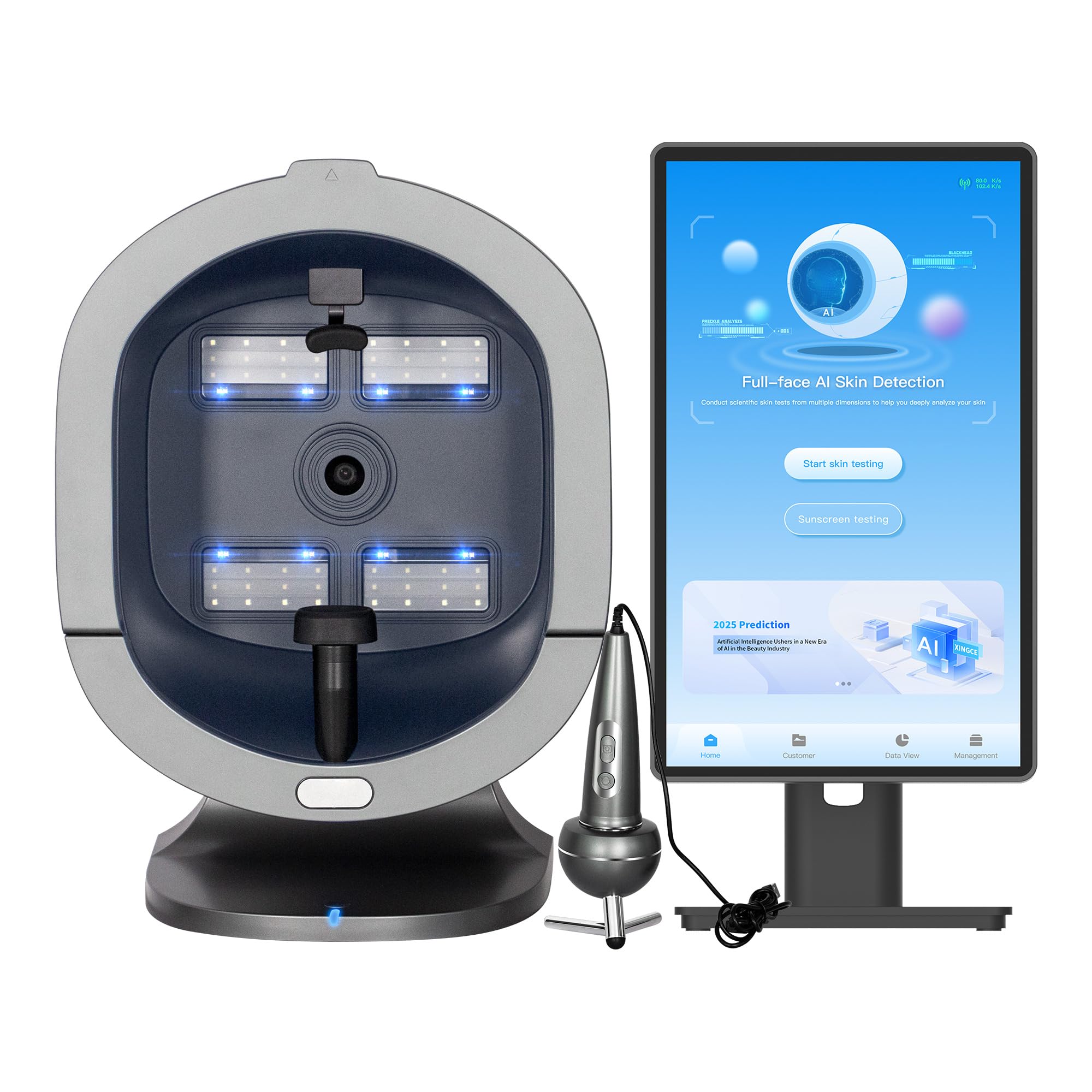 Analyseur de Peau IA X5 Pro, Appareil de Diagnostic Cuté Visage & Cuir Chevelu avec Écran Tactile HD 21.5 Pouces, Détection Multi-Spectral pour Professionnels de Beauté
