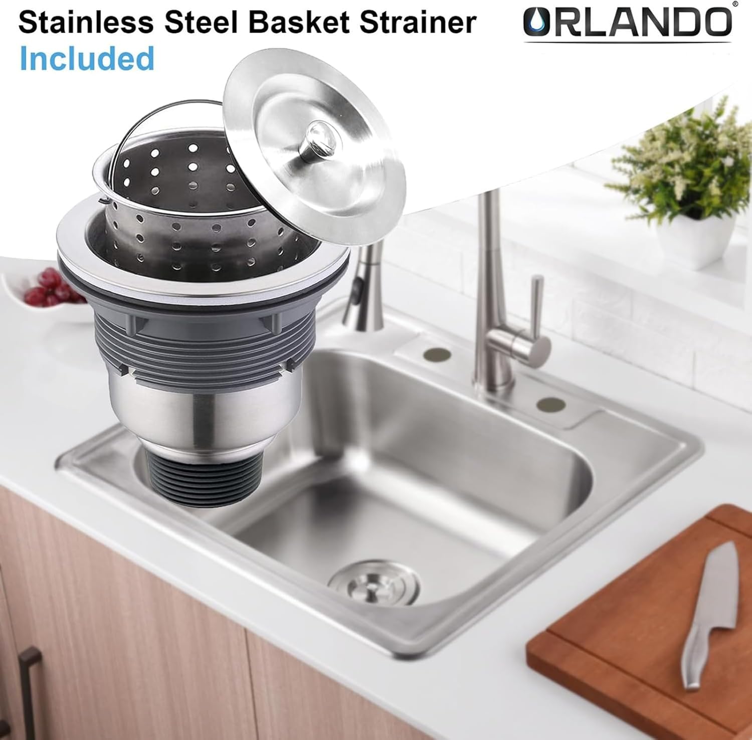ORLANDO 15 x 15 inch Stainless Steel Drop in kitchen Bar Sink, Topmount Small Kitchen Sink, 2-Hole Single Bowl Outdoor Sink Basket Strainer Included