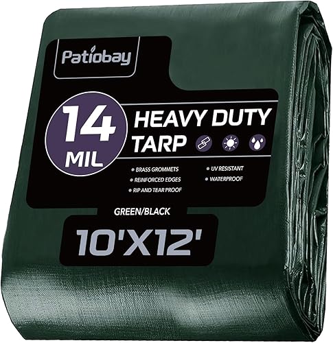 Miniatura 9 de Lona 6x8 pies, 10 mil lonas impermeables resistentes con ojales cada 23.6", lona de plástico gruesa, resistente a los rayos UV y al desgarro