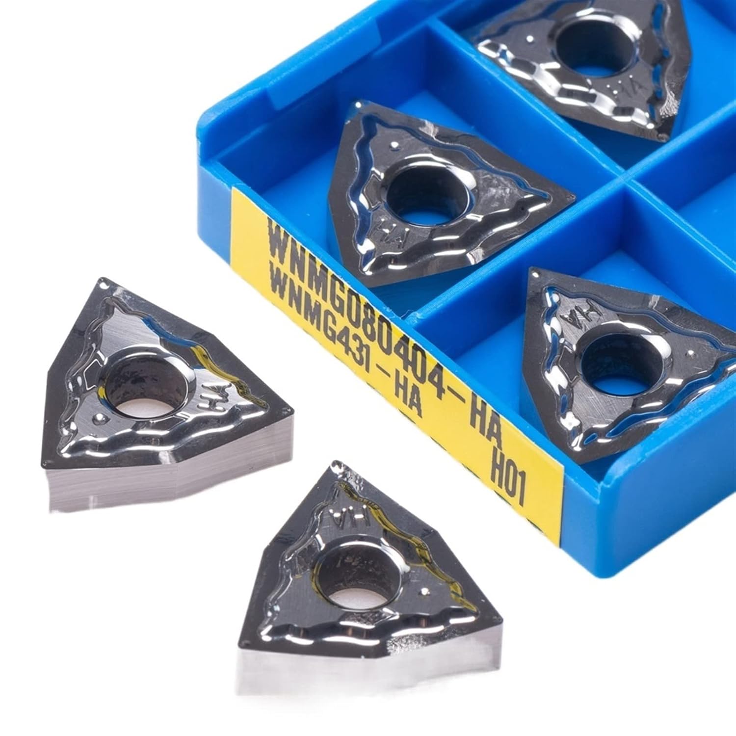 Indexable Carbide Lathe Tool 10Pcs WNMG080402 WNMG080404 WNMG080408 HA H01 Carbide Inserts External Turning CNC Lathe Tool for Aluminum(WNMG080402 HA H01)