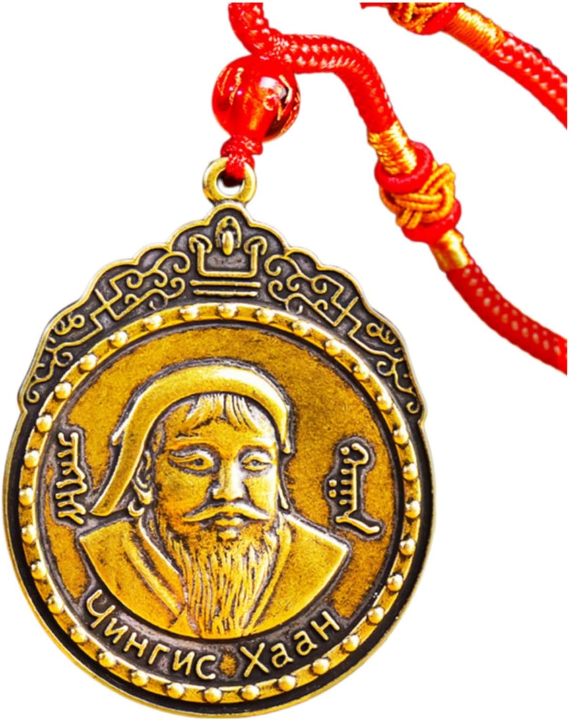 新款圆款实心成吉思汗 Feng Shui Good Luck Charms Furniture,Bag,Home,Office Other Scenes 吊坠蒙古一代天骄战神个性百搭项链配件 fengshui Chinese Tassel Ornaments-1866