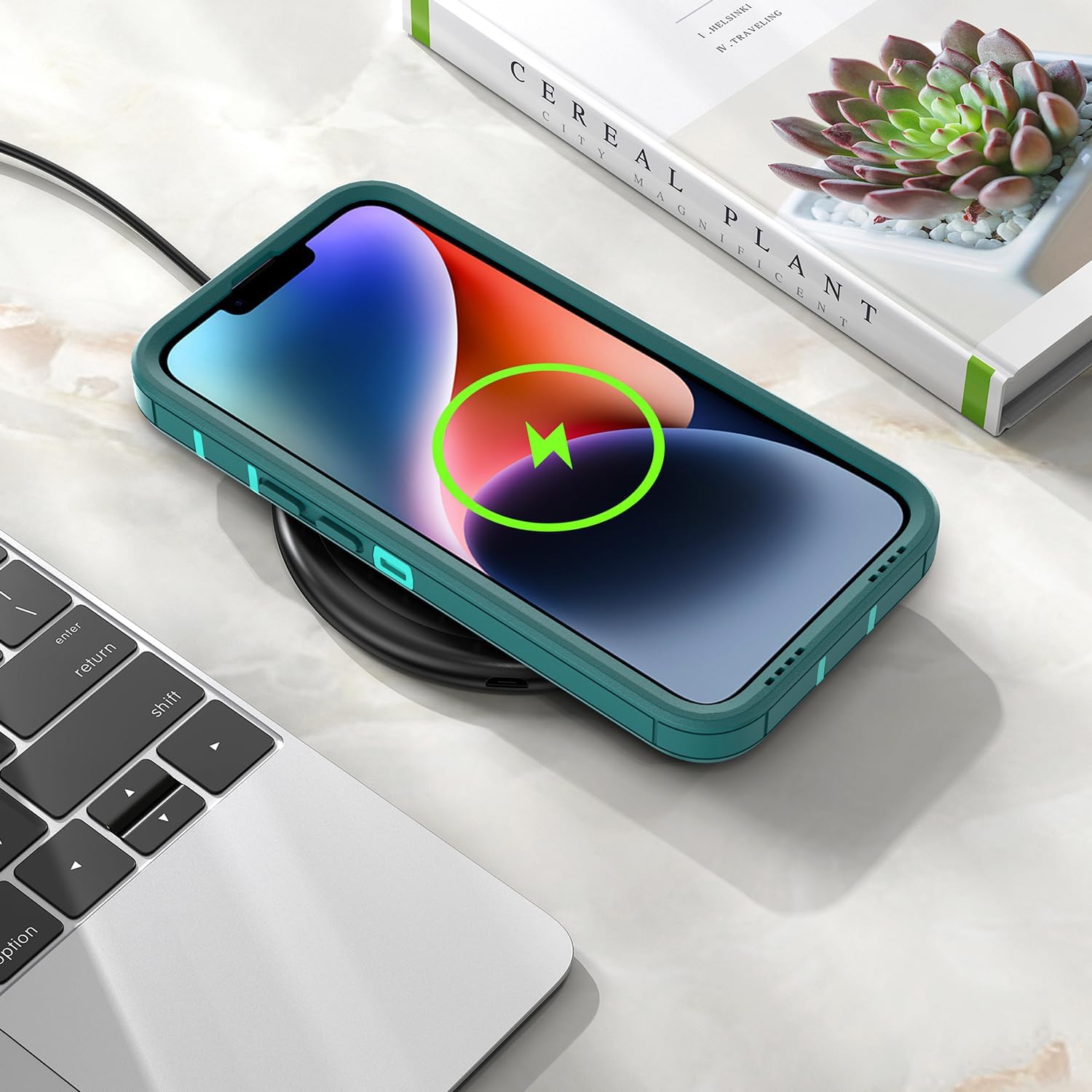 Designed for iPhone 14 Plus Case/iPhone 15 Plus Case, Double Layer Protection,Magnetic Compatible with MagSafe,Frosted Anti Slip, Dustproof,No Fading, No Yellowing, Purple Rose - Image 3