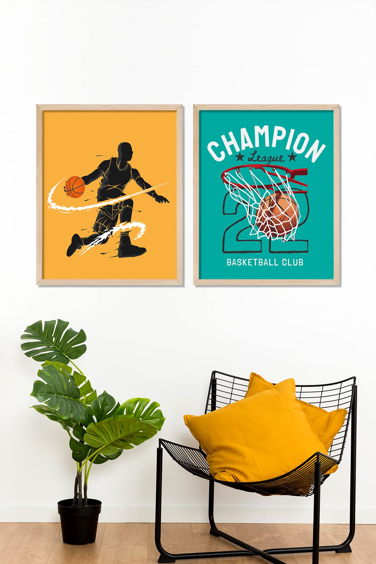 Vetro Design Basketbol Ahşap Çerçeveli Poster Set 30x40 cm