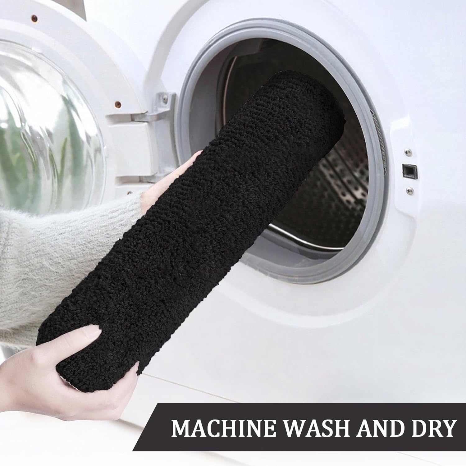 Black Bathroom Rugs 45.6"x29.9", Extra Soft Absorbent Thick Shaggy Bath Rugs, Non Slip Quick Dry Bath Mat, Machine Washable Bath Rugs for Bathroom, Microfiber Rugs for Shower Bathtubs