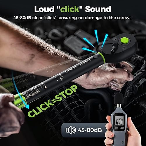 Miniatura 24 de etoolab Llave dinamométrica de clic de 1/2 de doble alcance【10-170.0ft.lb/13.60-230.5Nm】Llave dinamométrica de precisión ±3% de 1/2, llave ajustable