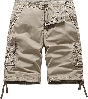 Youthful flying Mens Outdoor Cargo Shorts Cotton Quick Dry Multi-Pockets Summer Bermuda Casual Sport Shorts Breathable(Size:32W,Color:Khaki)