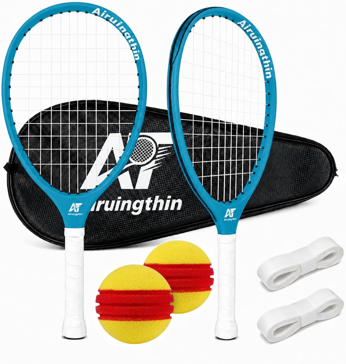 TYPTI Racket and Ball Set with Carbon Fiber Rackets, Ball and Leather Carry Bag, for Pickleball Courts and Backyards, Indoor and Outdoor New Sport for Teens and Adults, Multiple Colors