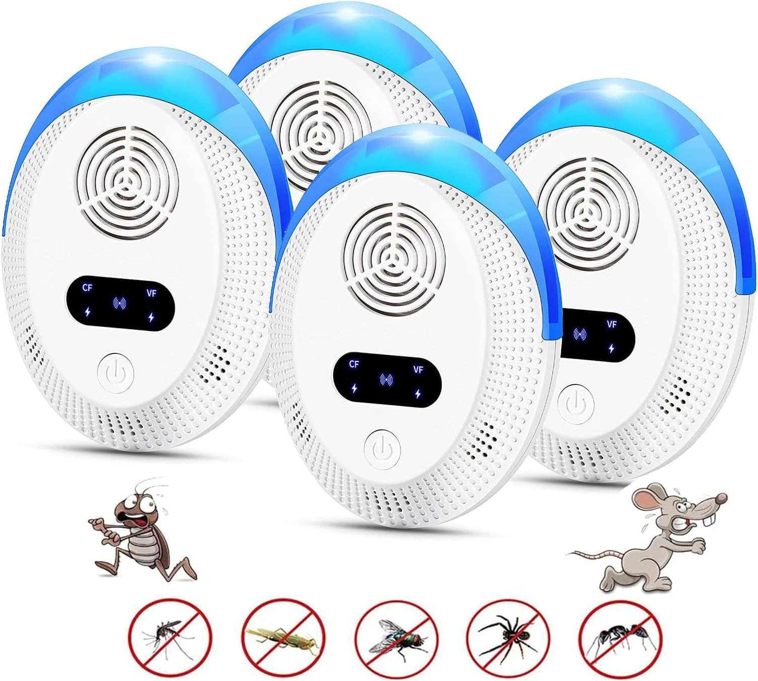 – 4 Pack Mosquito Repellent, Electronic Pest Repeller Plug in for Mice,Roach,Spider,Insects, Indoor Pest Control for Living Room, Office, Hotel (Mosquito Repellent 1)