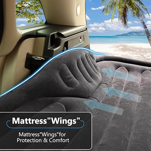 Miniatura 7 de Colchón de aire autoinflable para SUV con bomba eléctrica integrada, colchón de aire para automóvil con almohada para maletero, colchón portátil