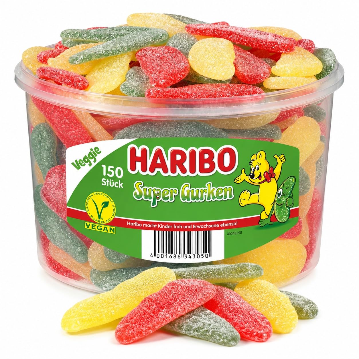 HARIBO Kwaśne ogórki guma owocowa 1,35 kg pudełko 150 sztuk