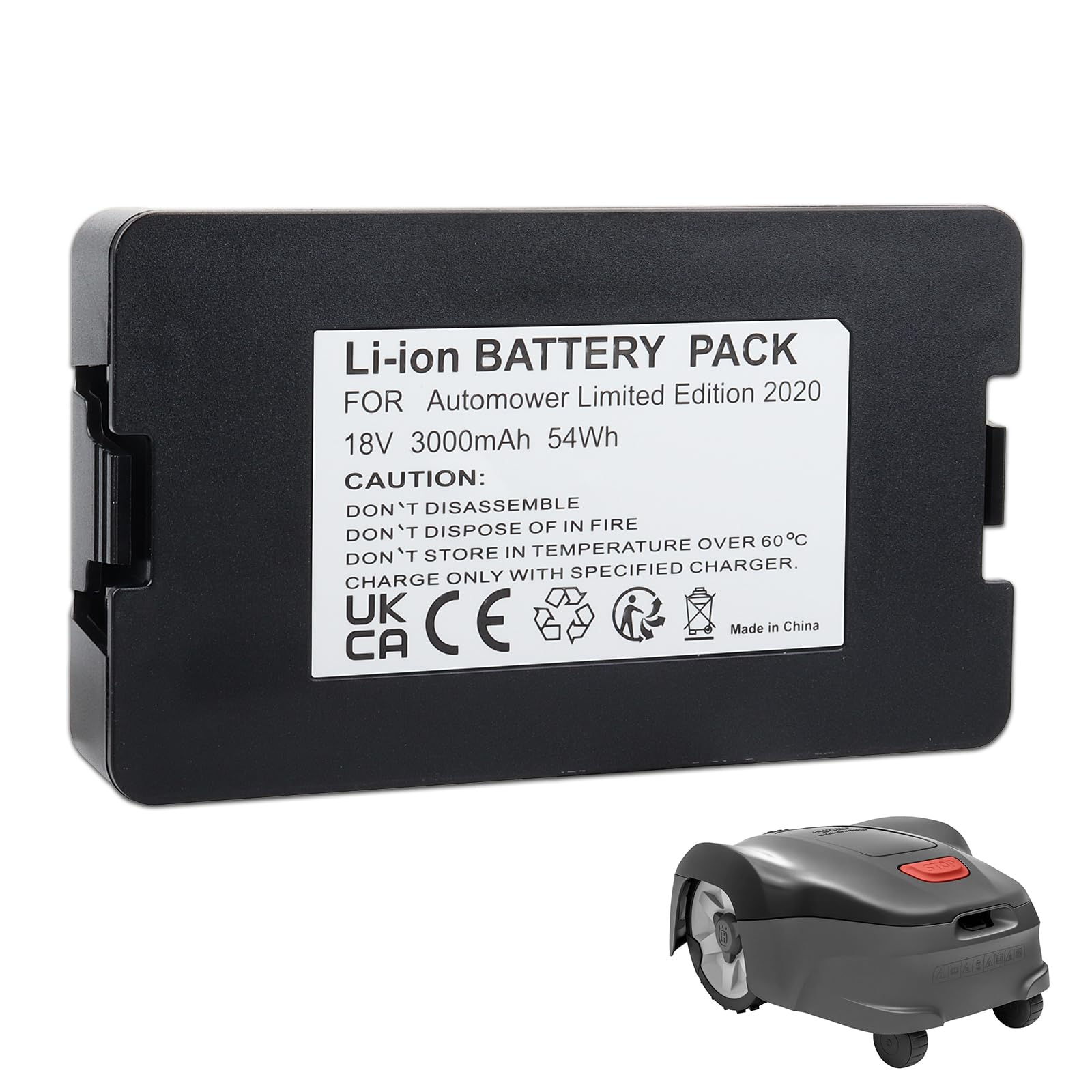 Batteria di Ricambio Agli Ioni di Litio da 18 V 3000 mAh, Compatibile con Husqvarna Automower 115H/305/310/315/520/315X (2020), Gardena Sileno City/Life, Batteria per Robot Gardena Sileno Minimo 250