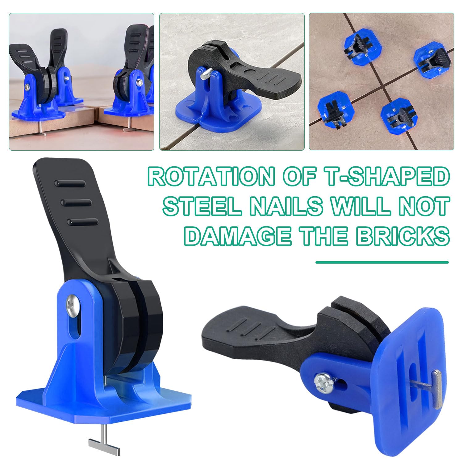 100 Pezzi Riutilizzabili Livellatori per Piastrelle 2mm, Blu Kit Sistema di Livellamento per Piastrelle, 100 Livellamento Regolatore per Pavimenti Dell'edificio