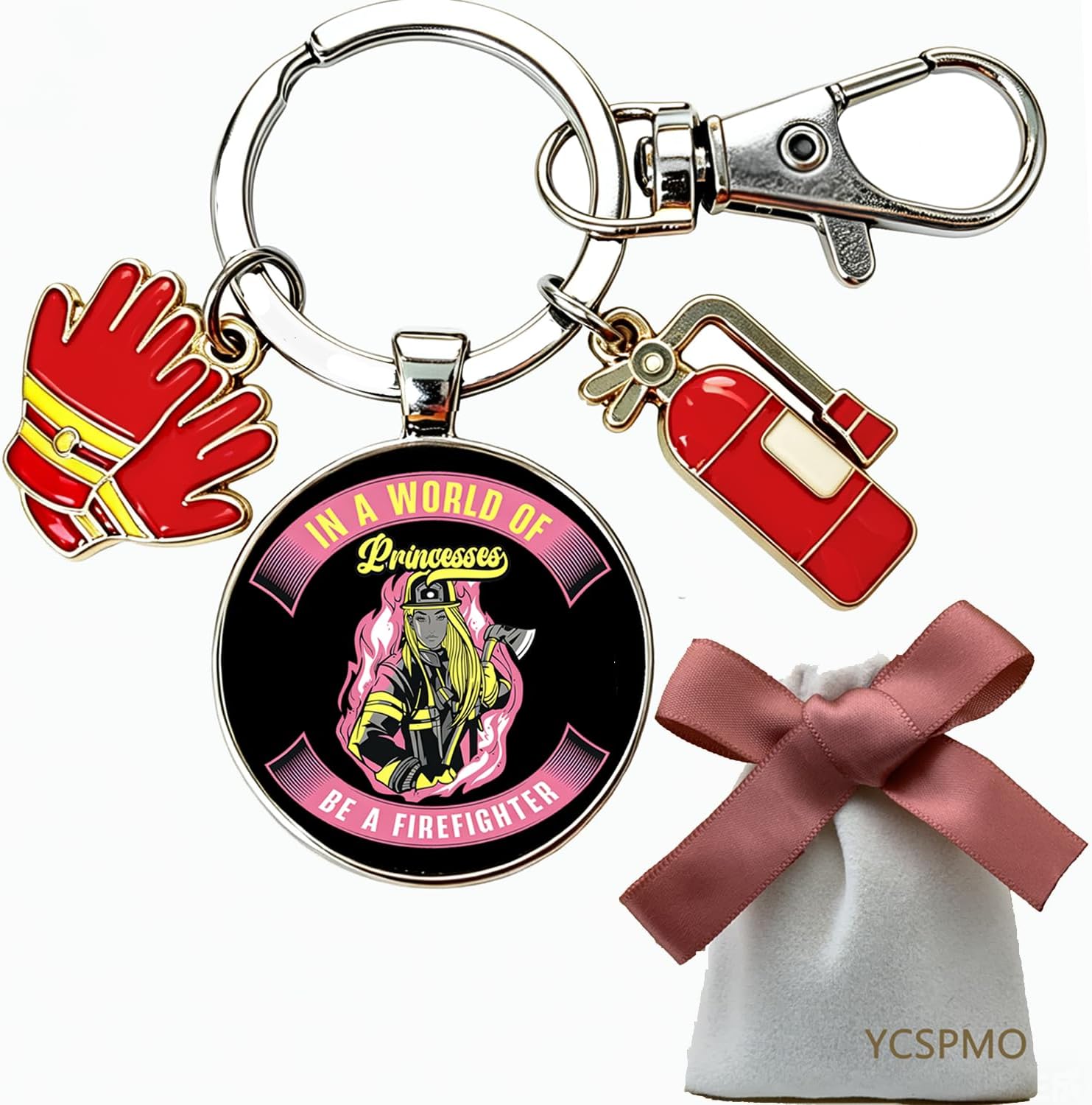 Fireman Gifts for Women Fire Firefighter Keychain for Female Firefighter To Be Gift Encouragemet Keyring Thank You Birthday Christmas Mother's Day Thanksgiving Retirement Graduation Presents image 2